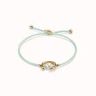 Pulsera de hilo verde azulado con perla shell fornitura ba&ntilde;ada en oro 18k